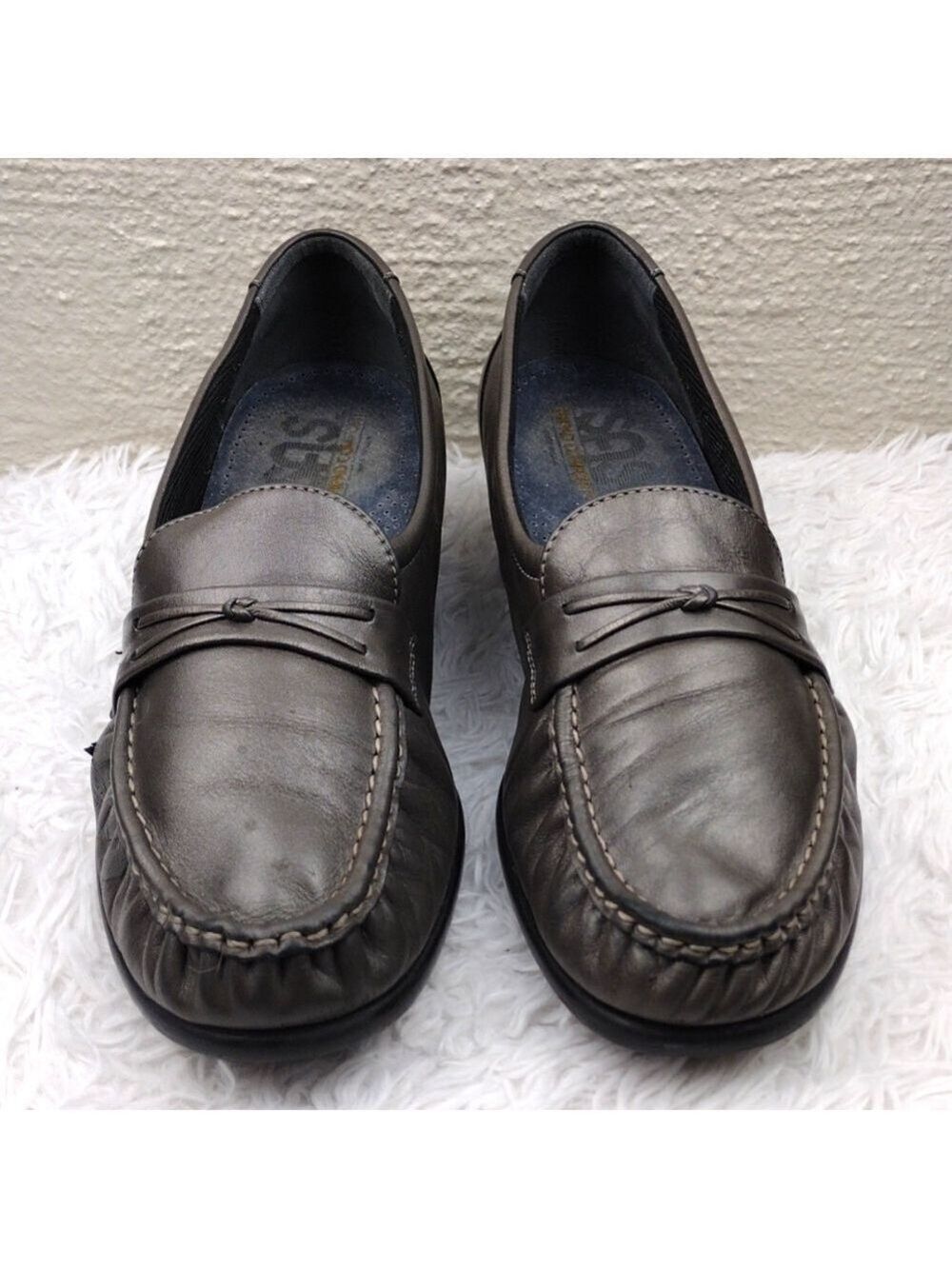 SAS Tripad Comfort Pewter Grey Almond Toe Slip On Low Heel Loafer Shoe